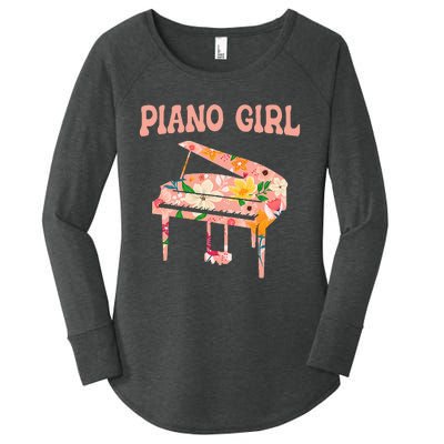 Funny Piano Music Instrument Musician  Piano Girl Women's Perfect Tri Tunic Long Sleeve Shirt