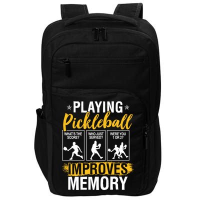 Funny Pickleball Memory Graphic Pickleball Player Impact Tech Backpack