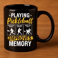Funny Pickleball Memory Graphic Pickleball Player 11oz C Handle Ceramic Mug