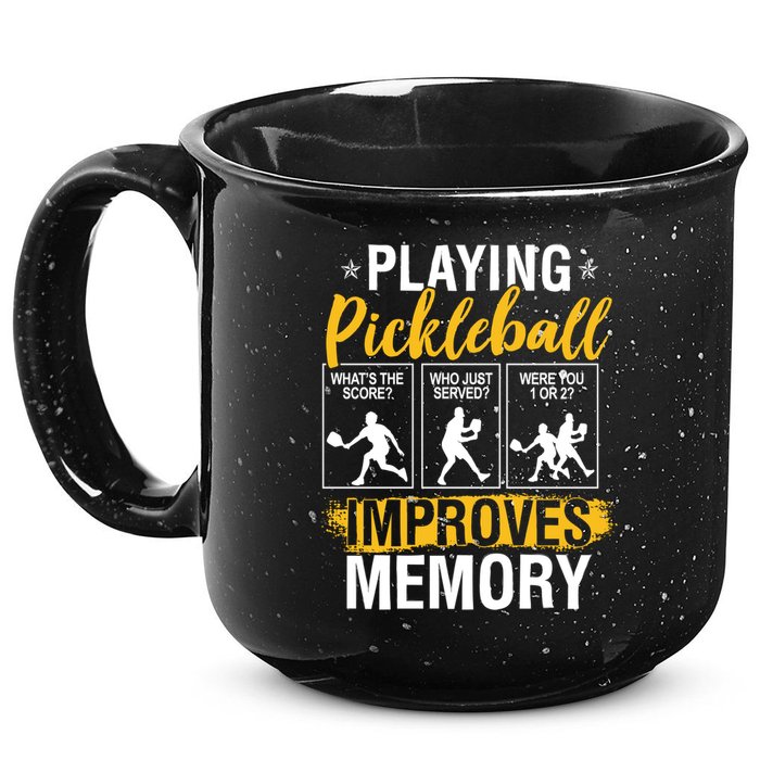 Funny Pickleball Memory Graphic Pickleball Player 15oz Campfire Ceramic Mug