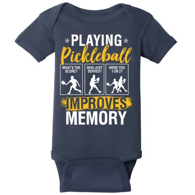 Funny Pickleball Memory Graphic Pickleball Player Baby Bodysuit