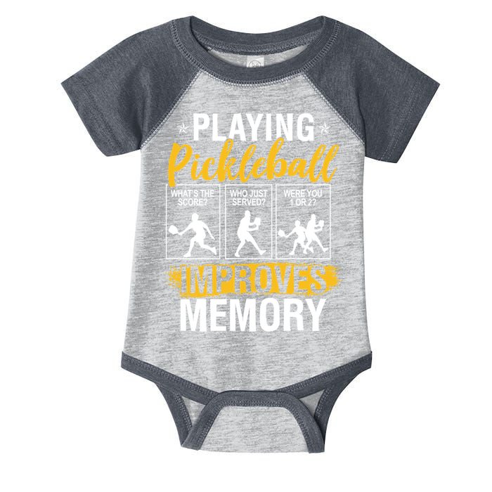 Funny Pickleball Memory Graphic Pickleball Player Infant Baby Jersey Bodysuit