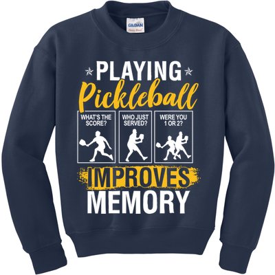 Funny Pickleball Memory Graphic Pickleball Player Kids Sweatshirt