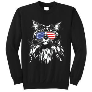 Funny Proud Maine Coon American Flag Cat Sweatshirt