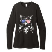 Funny Proud Maine Coon American Flag Cat Womens CVC Long Sleeve Shirt