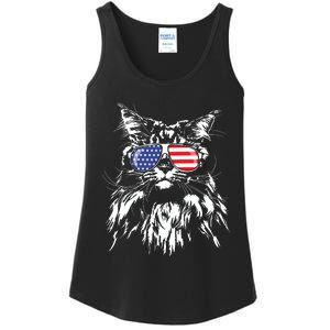 Funny Proud Maine Coon American Flag Cat Ladies Essential Tank