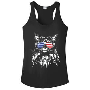 Funny Proud Maine Coon American Flag Cat Ladies PosiCharge Competitor Racerback Tank