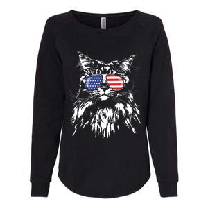 Funny Proud Maine Coon American Flag Cat Womens California Wash Sweatshirt