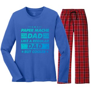 Funny Paper Mache Dad Like A Regular Dad But Cooler Gift Women's Long Sleeve Flannel Pajama Set 