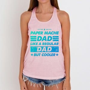 Funny Paper Mache Dad Like A Regular Dad But Cooler Gift Women's Knotted Racerback Tank