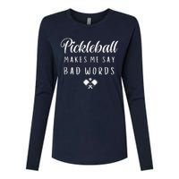 Funny Pickleball Makes Me Say Bad Words Pickleball Players Womens Cotton Relaxed Long Sleeve T-Shirt