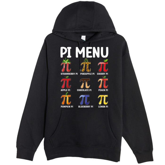 Funny Pi Menu Pi Day Premium Pullover Hoodie