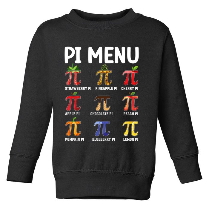 Funny Pi Menu Pi Day Toddler Sweatshirt