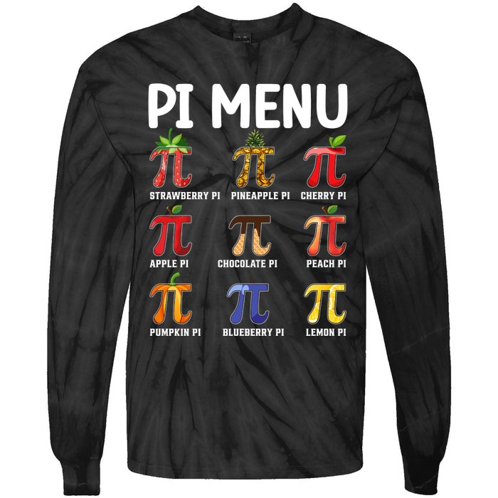 Funny Pi Menu Pi Day Tie-Dye Long Sleeve Shirt