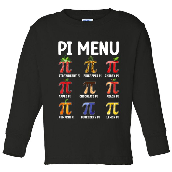 Funny Pi Menu Pi Day Toddler Long Sleeve Shirt