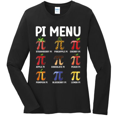 Funny Pi Menu Pi Day Ladies Long Sleeve Shirt