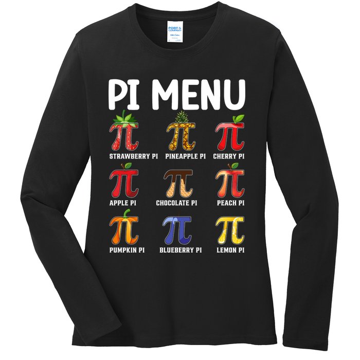 Funny Pi Menu Pi Day Ladies Long Sleeve Shirt