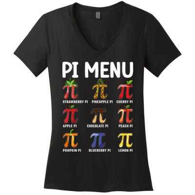 Funny Pi Menu Pi Day Women's V-Neck T-Shirt