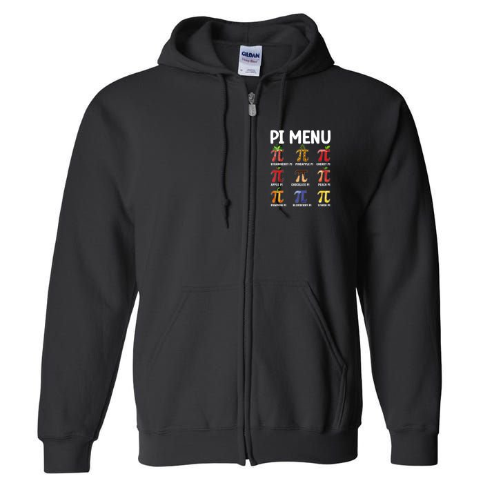 Funny Pi Menu Pi Day Full Zip Hoodie