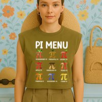 Funny Pi Menu Pi Day Garment-Dyed Women's Muscle Tee