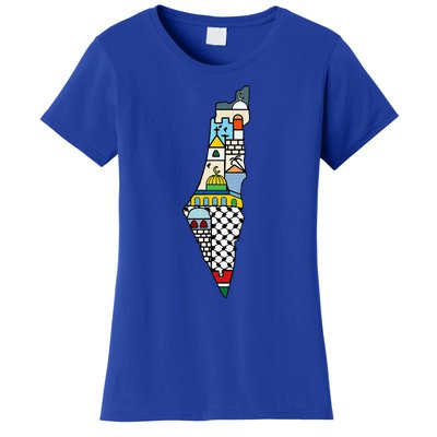 FREE PALESTINE MAP COLORFUL SIMPLE PEACE Women's T-Shirt