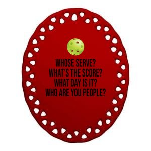 Funny Pickleball Meme Ceramic Oval Ornament