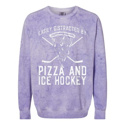 Funny Pizza Maker Who Loves Ice Hockey And Pizza Colorblast Crewneck Sweatshirt