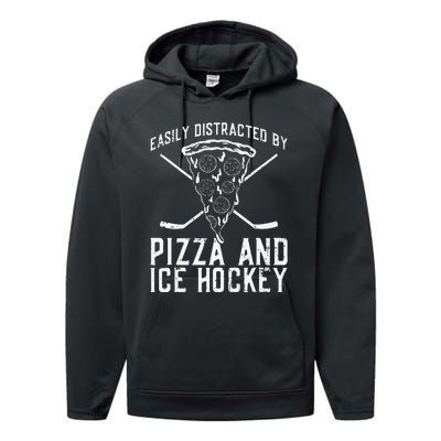 Funny Pizza Maker Who Loves Ice Hockey And Pizza Performance Fleece Hoodie