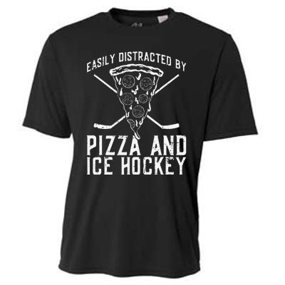 Funny Pizza Maker Who Loves Ice Hockey And Pizza Cooling Performance Crew T-Shirt