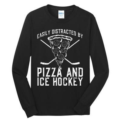 Funny Pizza Maker Who Loves Ice Hockey And Pizza Tall Long Sleeve T-Shirt