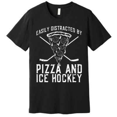 Funny Pizza Maker Who Loves Ice Hockey And Pizza Premium T-Shirt