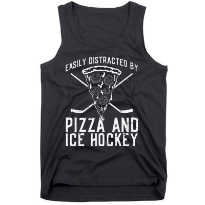 Funny Pizza Maker Who Loves Ice Hockey And Pizza Tank Top