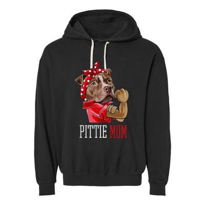 Funny Pitbull Mom Pittie Mom Dog Mom Mother's Day Garment-Dyed Fleece Hoodie