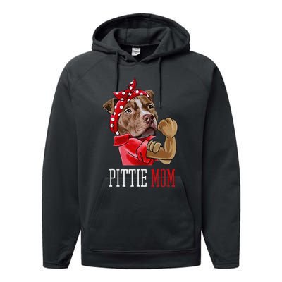 Funny Pitbull Mom Pittie Mom Dog Mom Mother's Day Performance Fleece Hoodie