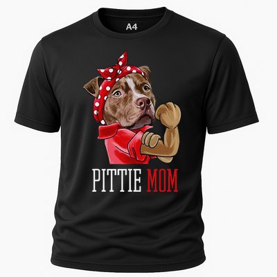 Funny Pitbull Mom Pittie Mom Dog Mom Mother's Day Cooling Performance Crew T-Shirt