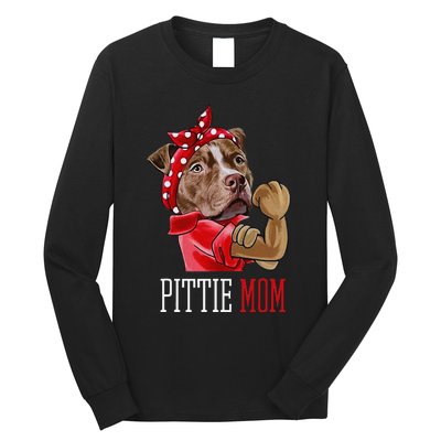 Funny Pitbull Mom Pittie Mom Dog Mom Mother's Day Long Sleeve Shirt