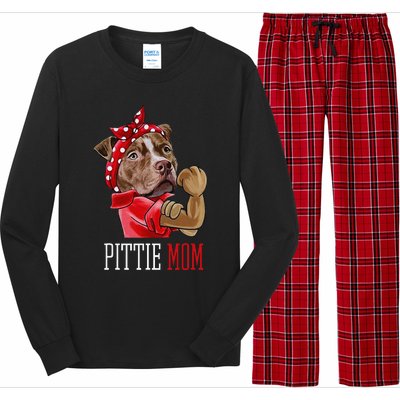 Funny Pitbull Mom Pittie Mom Dog Mom Mother's Day Long Sleeve Pajama Set