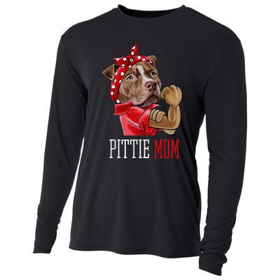 Funny Pitbull Mom Pittie Mom Dog Mom Mother's Day Cooling Performance Long Sleeve Crew