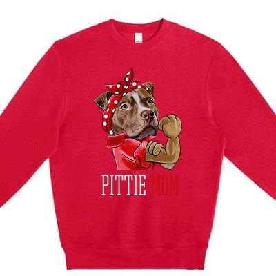 Funny Pitbull Mom Pittie Mom Dog Mom Mother's Day Premium Crewneck Sweatshirt