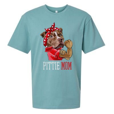 Funny Pitbull Mom Pittie Mom Dog Mom Mother's Day Sueded Cloud Jersey T-Shirt