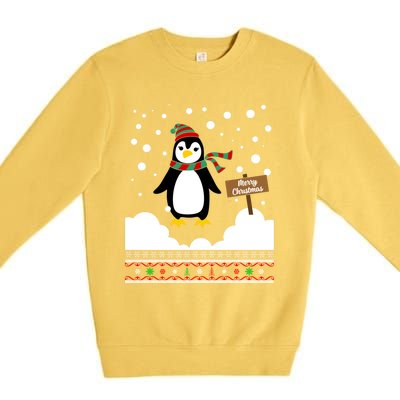 Funny Penguin Merry Christmas Pajama Gift Premium Crewneck Sweatshirt