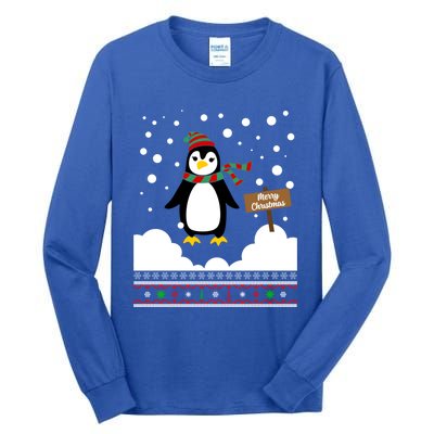 Funny Penguin Merry Christmas Pajama Gift Tall Long Sleeve T-Shirt