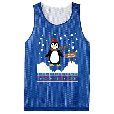 Funny Penguin Merry Christmas Pajama Gift Mesh Reversible Basketball Jersey Tank