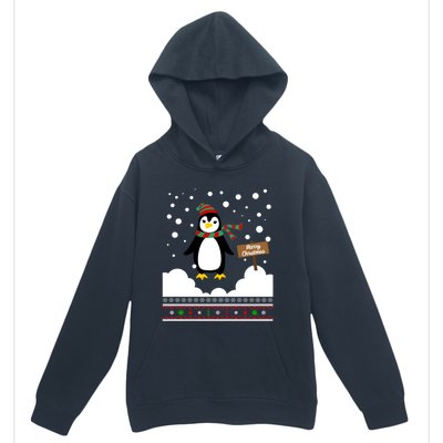 Funny Penguin Merry Christmas Pajama Gift Urban Pullover Hoodie