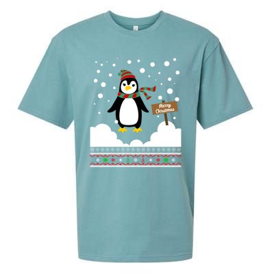 Funny Penguin Merry Christmas Pajama Gift Sueded Cloud Jersey T-Shirt