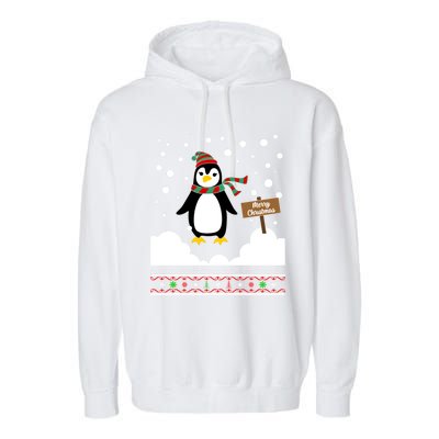 Funny Penguin Merry Christmas Pajama Gift Garment-Dyed Fleece Hoodie