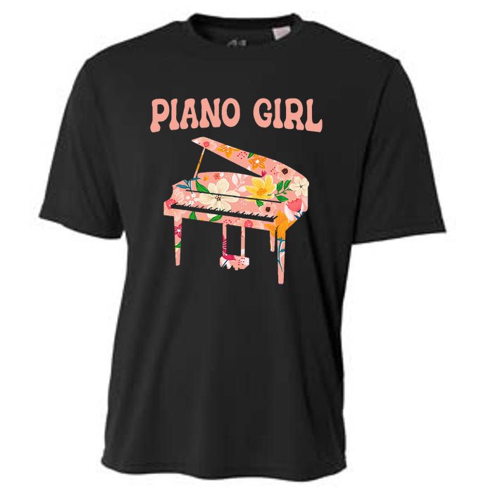 Funny Piano Music Instrument Musician Piano Girl Cooling Performance Crew T-Shirt