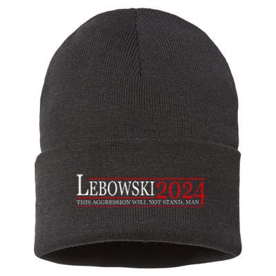 Funny Political Name Lebowski Political Election Vote 2024 Sustainable Knit Beanie