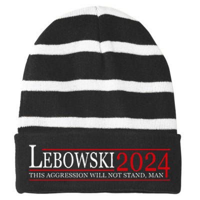 Funny Political Name Lebowski Political Election Vote 2024 Striped Beanie with Solid Band