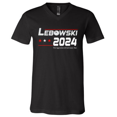 Funny Political Name Lebowski Political Election Vote 2024 V-Neck T-Shirt